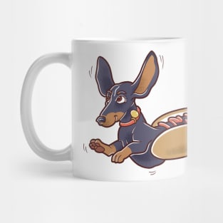 Cute Running Hot Dog Dachshund Mug